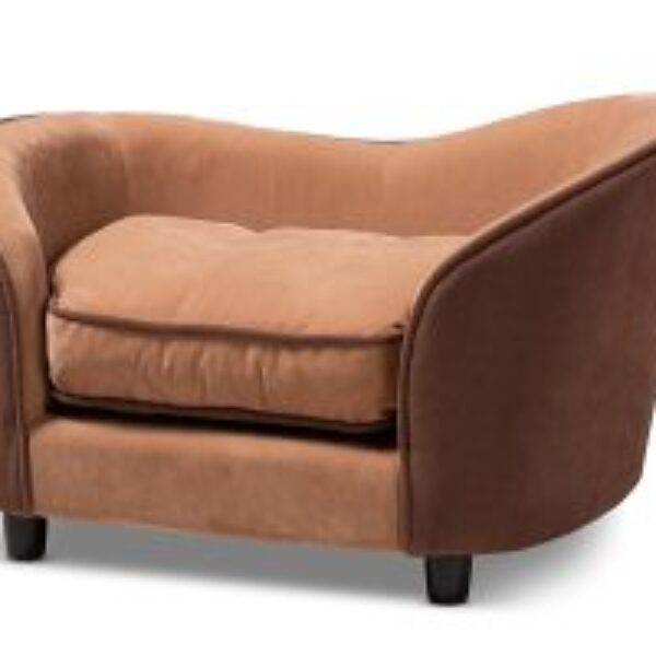 Hayes Modern and Contemporary Two-Tone Light Brown and Dark Brown Fabric Upholstered Pet Sofa Bed