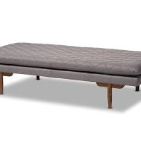 Marit Mid-Century Modern Grey Fabric Upholstered Walnut Finished Wood Daybed