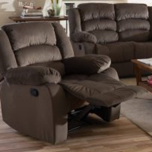 Hollace Modern and Contemporary Taupe Microsuede 1-Seater Recliner