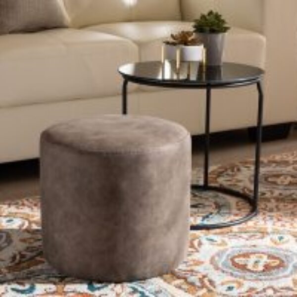 Kira Modern and Contemporary Black with Grey and Brown 2-Piece Nesting Table and Ottoman Set