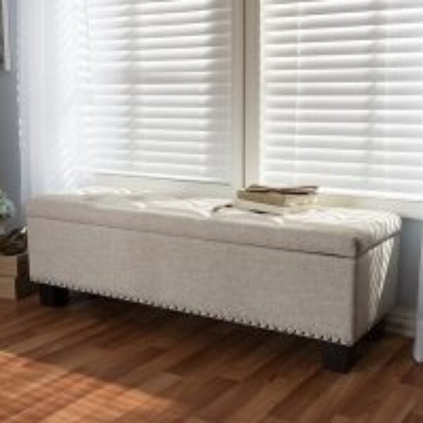 Hannah Modern and Contemporary Beige Fabric Upholstered Button-Tufting Storage Ottoman Bench