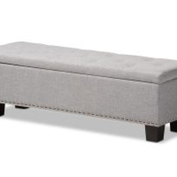 Hannah Modern and Contemporary Grayish Beige Fabric Upholstered Button-Tufting Storage Ottoman Bench