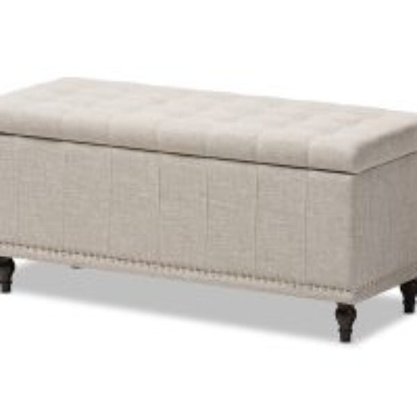 Kaylee Modern Classic Beige Fabric Upholstered Button-Tufting Storage Ottoman Bench