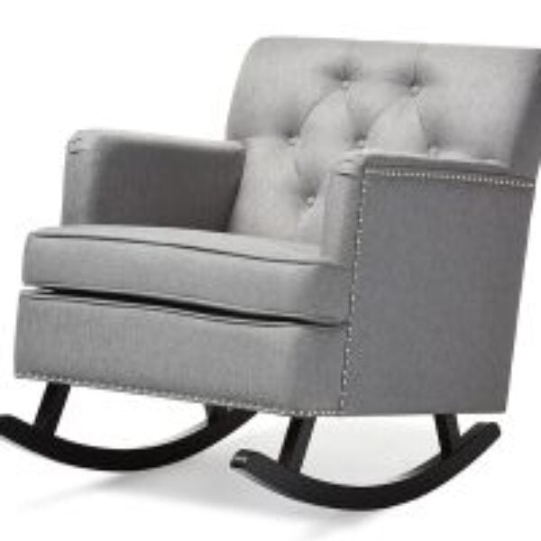 Bethany Modern and Contemporary Grey Fabric Upholstered Button-tufted Rocking Chair