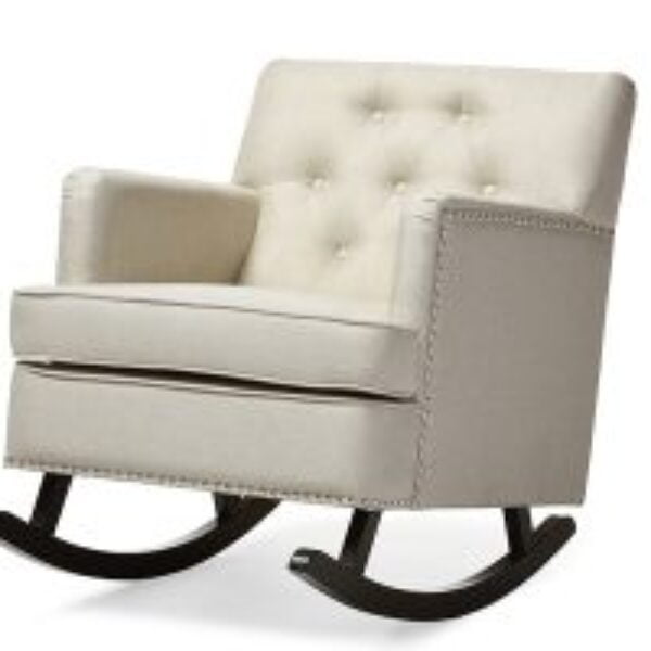 Bethany Modern and Contemporary Light Beige Fabric Upholstered Button-tufted Rocking Chair