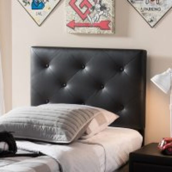 Baltimore Modern and Contemporary Black Faux Leather Upholstered Twin Size Headboard