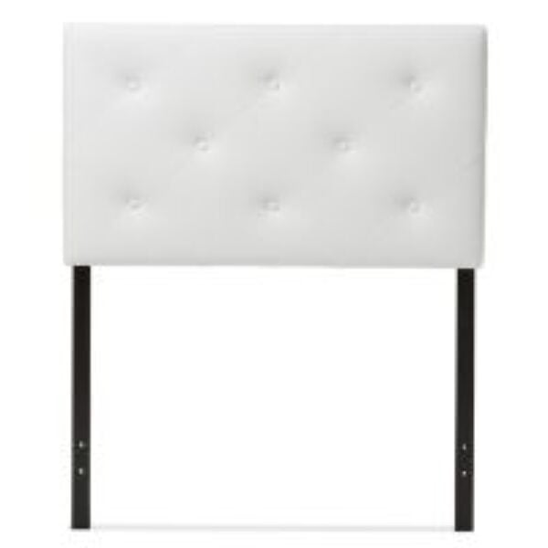Baltimore Modern and Contemporary White Faux Leather Upholstered Twin Size Headboard