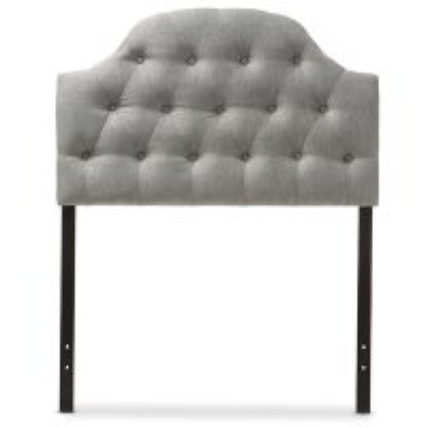 Morris Modern and Contemporary Grey Fabric Upholstered Button-Tufted Scalloped Twin Size Headboard