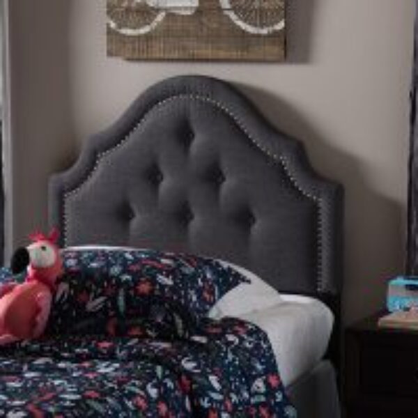 Cora Modern and Contemporary Dark Grey Fabric Upholstered Twin Size Headboard