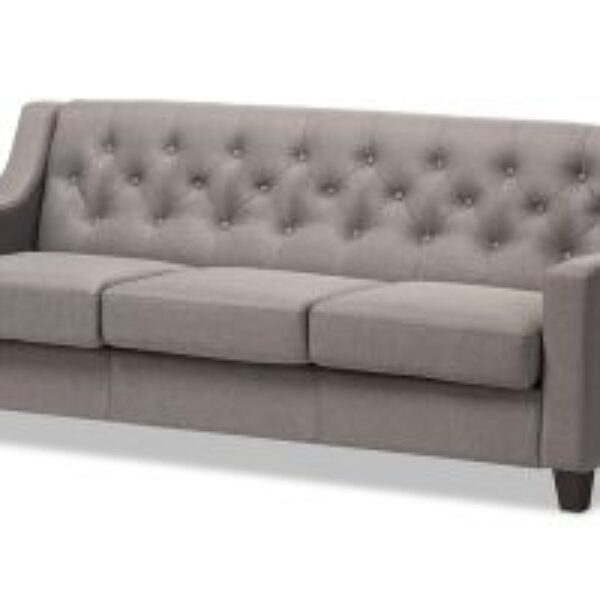 Arcadia Modern and Contemporary Grey Fabric Upholstered Button-Tufted Living Room 3-Seater Sofa