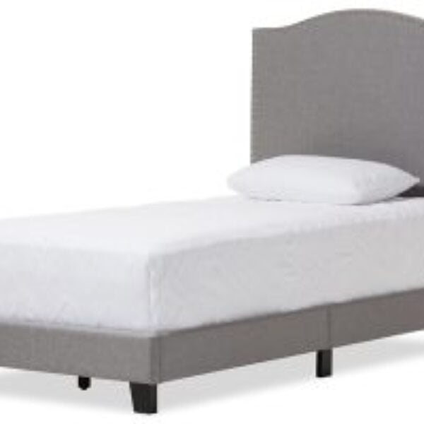 Benjamin Modern and Contemporary Grey Fabric Upholstered Twin Size Arched Bed with Nail Heads