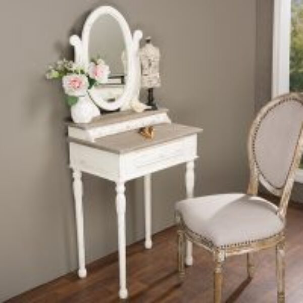 Anjou Traditional French Accent Dressing Table with Mirror