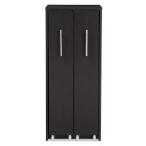 Lindo Dark Brown Wood Bookcase with Two Pulled-out Doors Shelving Cabinet