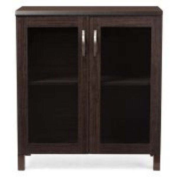 Sintra Modern and Contemporary Dark Brown Sideboard Storage Cabinet with Glass Doors