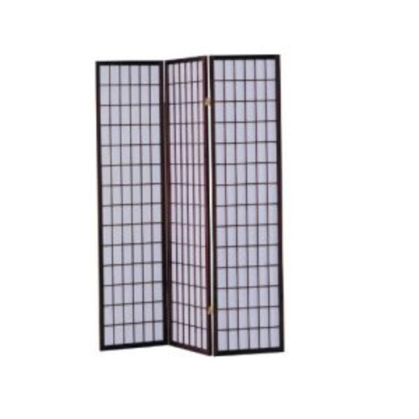 3-Panel Room Divider Asian Style Privacy Screen in Cherry Wood Finish