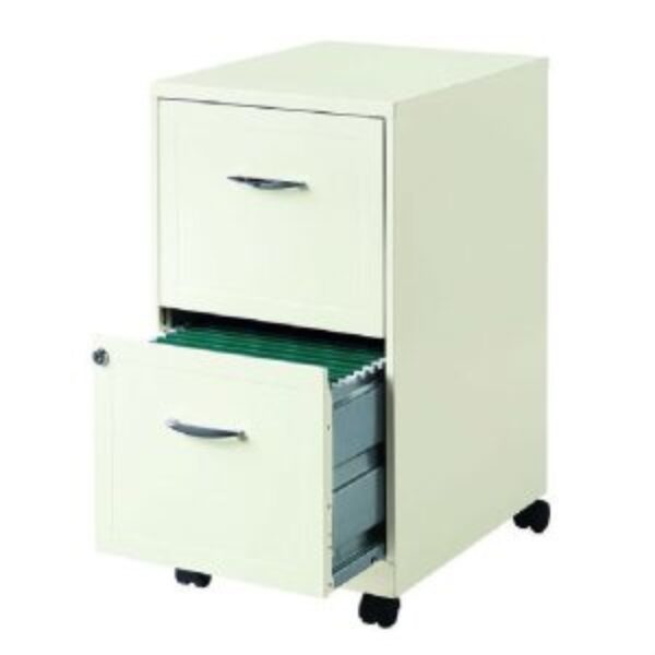 2-Drawer Pearl White Steel File Cabinet with Casters