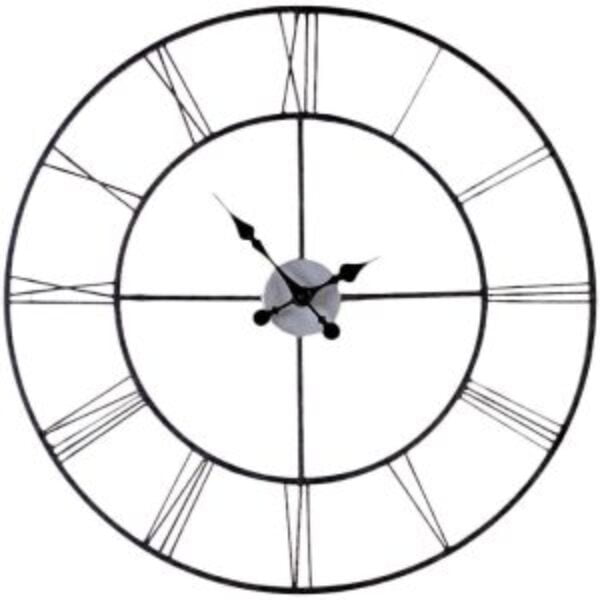 Oversized 30-inch Black Wall Clock with Roman Numerals