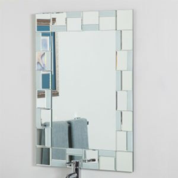 Modern 31.5 x 23.6 inch Rectangle Bathroom Mirror with Unique Border