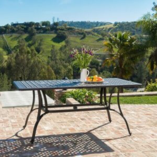 Cast Aluminum 40 x 70 inch Outdoor Dining Table in Bronze