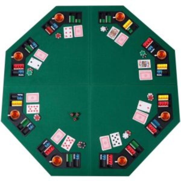 Folding 48-inch Octagon 8 Player Poker Table Top with Carry Case