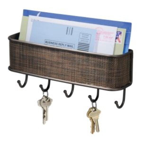 Wall Mount Mail Holder with Key Hooks