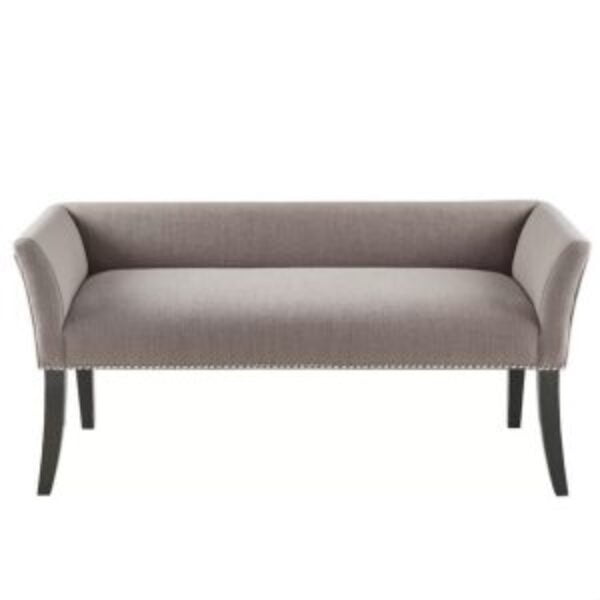 Modern Mid-Century Grey Upholstered Accent Bench