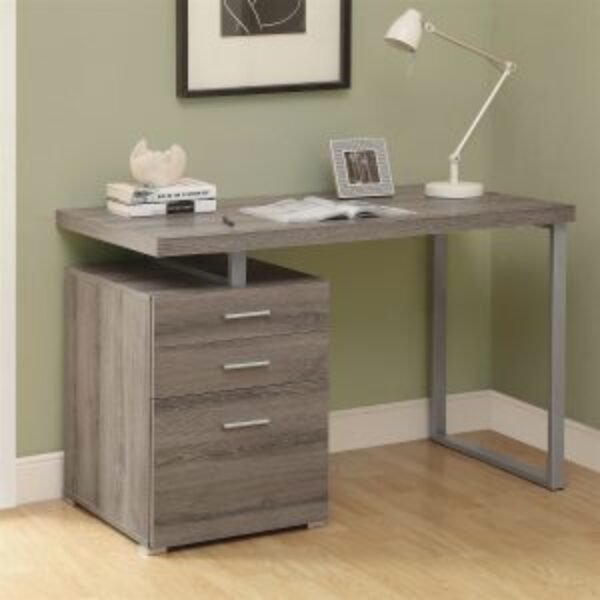 Modern Left or Right Facing Home Office Computer Desk in Dark Taupe