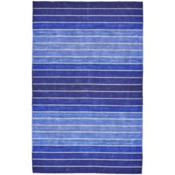 2' x 3' Striped Hand-Tufted Wool/Cotton Blue Area Rug