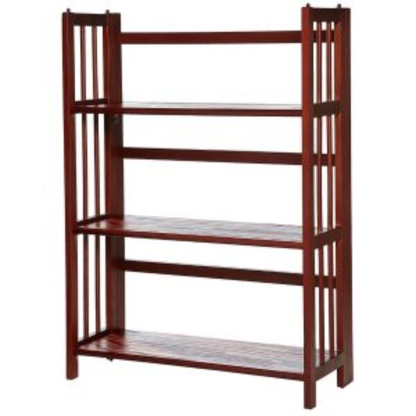3-Shelf Folding Storage Shelves Bookcase in Walnut Wood Finish