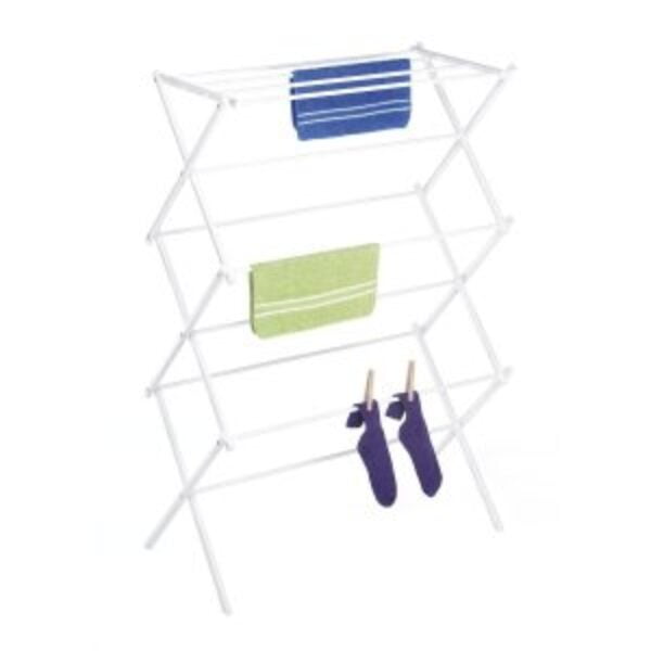 White Folding Laundry Dryer Clothes Drying Rack - Sturdy Steel Desig