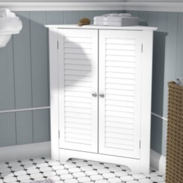 White Corner 2 Door Space Saving Bathroom Storage Cabinet