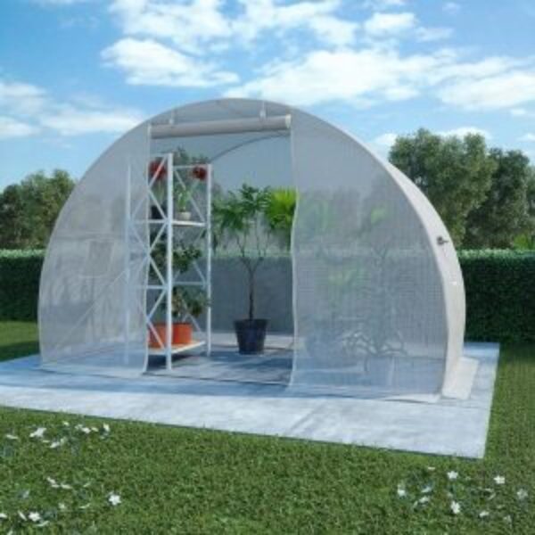 Greenhouse Kit with Heavy Duty Steel Frame and White PE Cover
