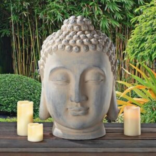 Zen Garden Outdoor Buddha Head Statue